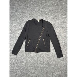 Banana Republic Moto Jacket Womens Small Black Excellent Asymmetrical Zip Knit